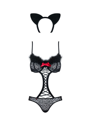 Еротичний костюм гепарда Gepardina 3 pcs costume,, хутряне оздоблення, монокіні Obsessive (297587012)