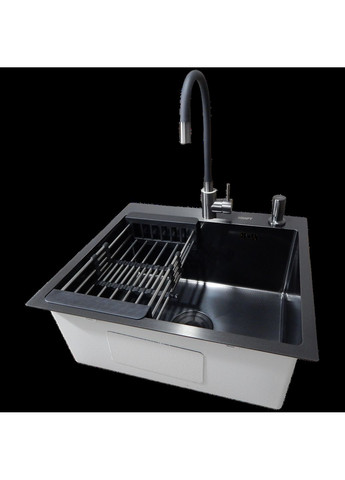 Комплект кухонной мойки Handmade PVD черная HS54*48 (3.0/1.0 мм) декор Kraft (366018323)