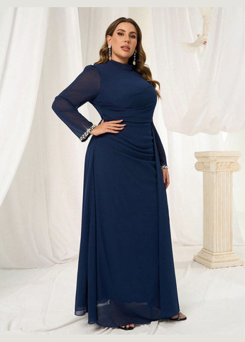 Темно-синя вечірня сукня SHEIN однотонна