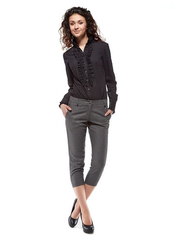 Черная деловая рубашка с рюшами 2 Льва (358068604)