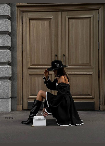 Черное праздничный, коктейльное, деловое, откровенный, повседневный, кэжуал, джинсовое, вечернее платье женское No Brand однотонное