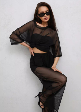 Брюки прямые в сеточку и с подкладкой Tik-Tak (341125288)