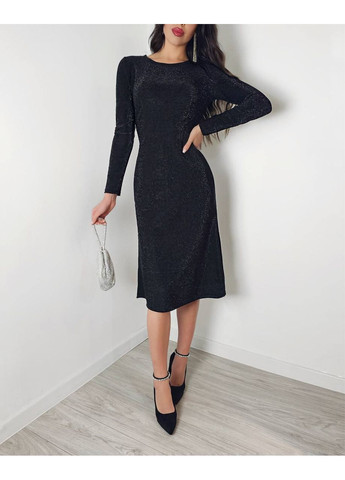Чорна святковий елегантна сукня з люрексу — заміри в описі силуетна GD/GL Модний простір однотонна