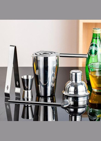 Набір для бару для приготування коктейлів 550 мл 5 предметів Сріблястий (С051366) ТМ (342122378)