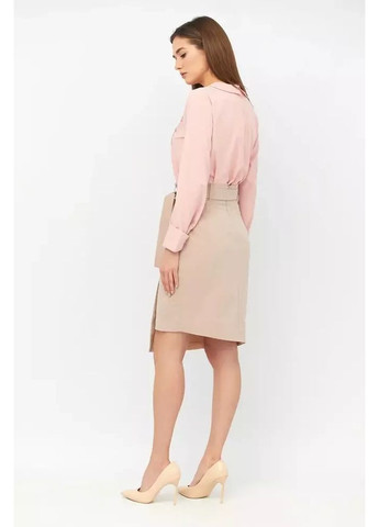 Бежевая повседневная женская юбка карандаш с вышивкой mkrm1261-1 Rica Mare