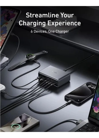 Сетевое зарядное устройство Prime Charger 200W GaN (6 портов) — быстрая зарядка USB-C PD для ноутбука, смартфона, планшета Anker (383373513)