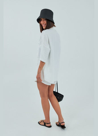 Однотонный костюм с рубашкой и шортами - пудра цвет Lurex (340917631)