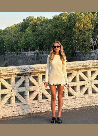 Молочное повседневный, праздничный, вечернее женское платье FINO Mode однотонное