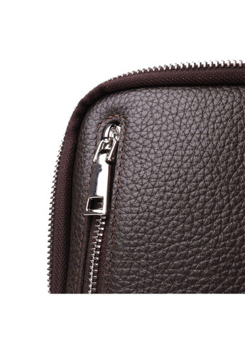 Прямоугольная сумка бананка из зернистой натуральной кожи 22878 Коричневая Grande Pelle (330642734)