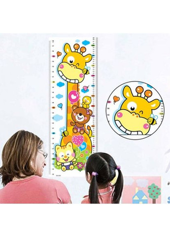Наклейка на стену детский ростомер Жираф и его друзья 78х24 см 33003 Разноцветный UKC (367958612)
