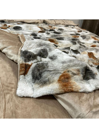 Эксклюзивное постельное белье "Хутро-велюр". Зимняя коллекция евро размера серого цвета. No Brand (370640228)