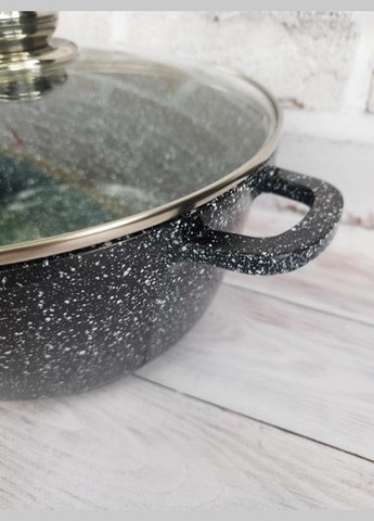 Антипригарная кастрюля 3.2л с гранитным покрытием Ø22см посуда с гранитным покрытием Styleberg ST-3022 Черная No Brand (317191368)