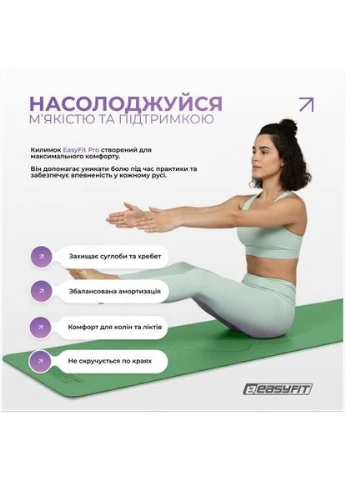 Килимок для йоги професійний Pro каучук 5 мм Зелений EasyFit (394024112)
