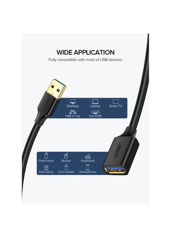 Дата кабеля USB 3.0 AM/AF 1.0m US129 (m497337) Ugreen USB 3.0 AM/AF 1.0m US129 black (367072424)