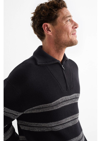 Черный демисезонный зип свитер из хлопка C&A