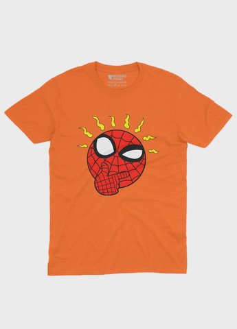 Помаранчева демісезонна футболка для хлопчика з принтом супергероя - людина-павук (ts001-1-ora-006-014-112-b) Modno