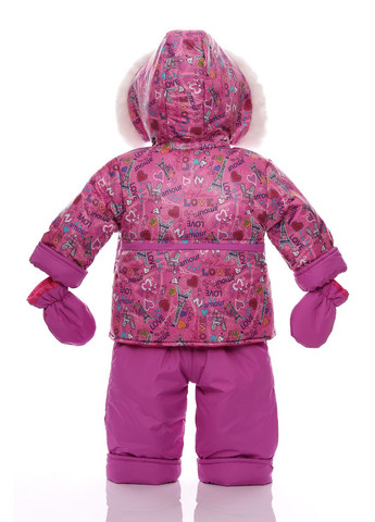 Розовый зимний комбинезон на синтепоне для девочки с принтом сердечек ноль подстежка розовый 86 см (27631) BABYKROHA