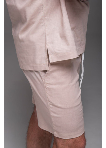 Бежевый демисезонный мужской комплект футболка + шорты лен 100% No Brand