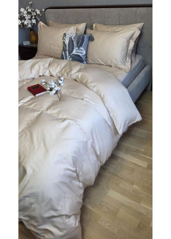 Постільна білизна з резинкою Кремовий(0060), сатин PREMIUM Сімейний розмір, наволочки 50/70 No Brand (363191090)