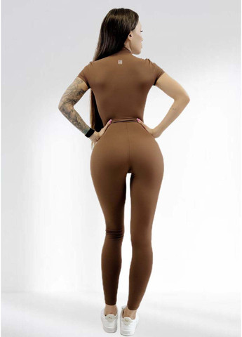 Спортивний комбінезон жіночий для фітнесу LILAFIT коричневий спортивний