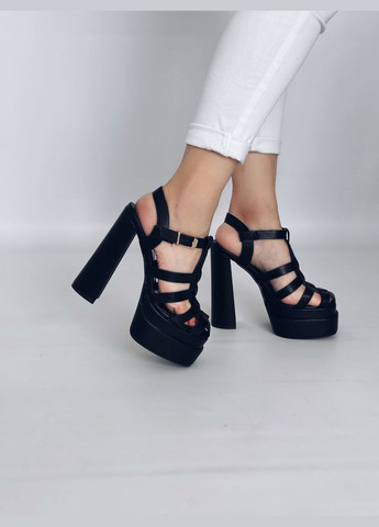 Черные эффектные женские босоножки No Brand