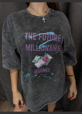 Жіноча футболка оверсайз з ефектом потертості MonCher - (331109385)