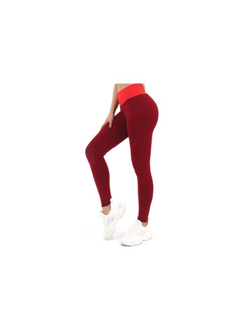 Комбинированные демисезонные леггинсы женские спортивные s 6088 красные Fashion