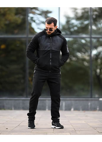 Чоловічий флісовий спортивний костюм чорний осінь/зима No Brand (369000016)