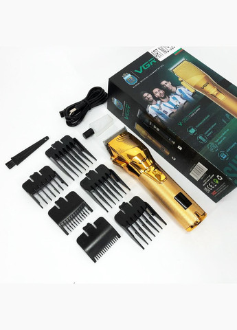 Акумуляторна машинка для стрижки волосся V-280 з дисплеєм та насадками якісна. Колір: золотий VGR (364666022)