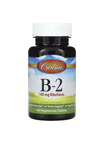 Вітамін В2 Carlson Vitamin B-2, 100 mg, 100 Vegetarian Tablets Carlson Labs (291848509)
