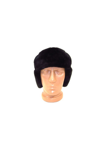 Шапка вушанка з чорної плащової тканини зі штучним хутром DAVANI 55010 No Brand шапка вушанка (315630577)