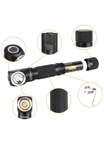 Ліхтар налобний SP40 5000-5700K + акумулятор 18650 black Sofirn (361056050)