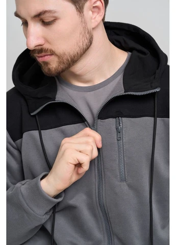 Спортивна кофта на замку чоловіча весна осінь CLUB сіра Handy Wear (293275174)