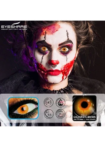 Линзы цветные оранжевые Golden Eye brown + контейнер для хранения в подарок No Brand (383360009)