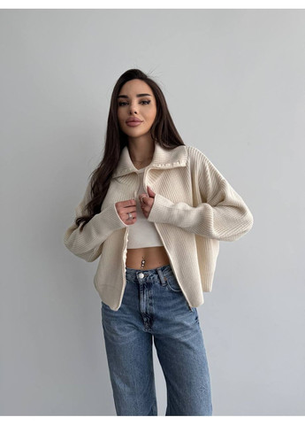 Базовий жіночий светр зi змiкою молочного кольору 35842 No Brand (367164572)