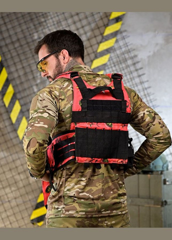 Плитоноска с подсумками и напашником красная 4 точки сброса No Brand (341526348)