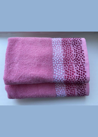 Полотенце махровое гладкокрашенное бордюр Мозаика 50х90 Катруся геометрический розовый