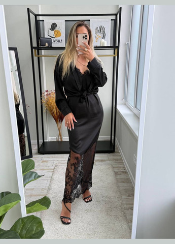 Чорна повсякденний жіноча сукня+сорочка Гермес однотонна