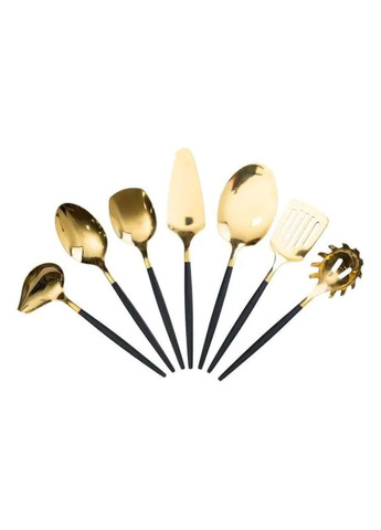Набір кухонного приладдя 12 предметів столові прилади з нержавіючої сталі Золото з чорним HP-20-22 Yiwu (370969154)