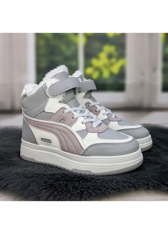 Серые повседневные зимние ботинки зимние детские для девочки Lilin