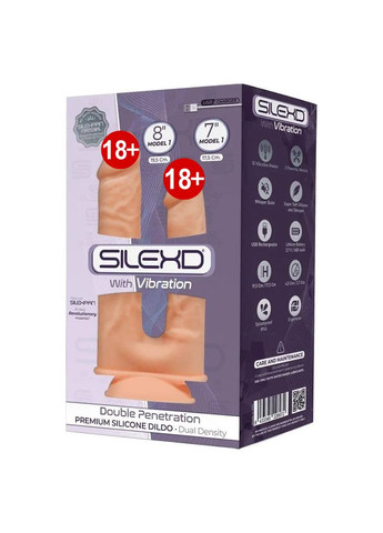 Фалоімітатор подвійний з вібрацією Double Gusto Flesh Motor (Model 1 size 8" & 7"), двошарови Silexd (303898040)