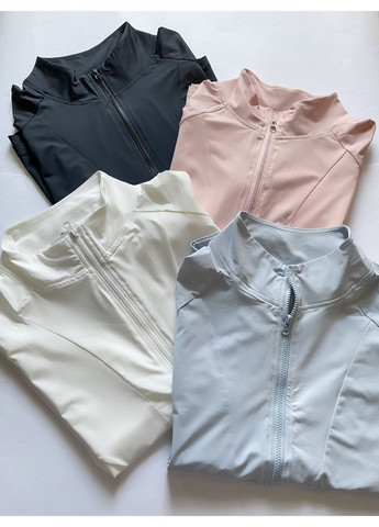 Спортивная женская кофта (лонгслив) приталенного кроя на молнии с отверстиями для пальцев Пудровая Medea Приталена з довгим рукавом на блискавці (364122670)