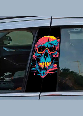 Наклейка вінілова кольорова самоклеюча декоративна на стійку автомобіля "Кольоровий череп" з Оракалу. Кавун наліпка (316142122)