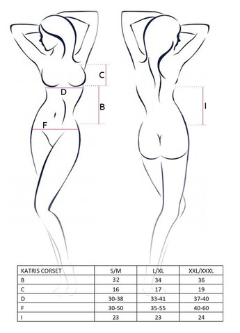 Корсет з пажами для панчох та стрінги KATRISS чорний, Passion (331170930)