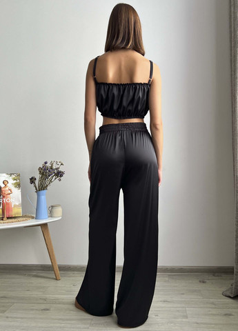 Чорна всесезон шовкова піжама VIDCHUY