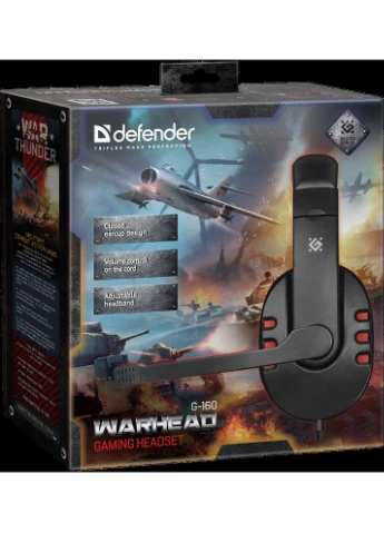 Наушники Warhead G-160 2,5м черный проводные Черный Defender (402239509)