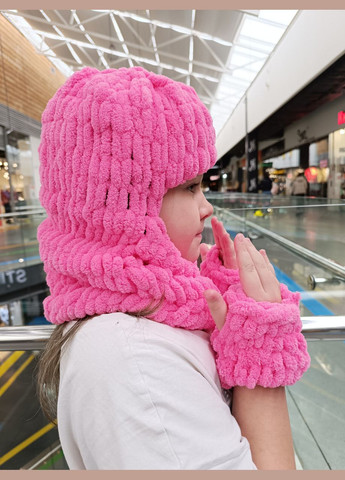 Рожева шапка-балаклава з мітенками 2 Льва (354331494)