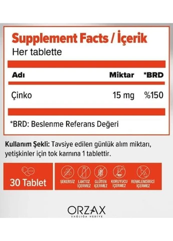 Ocean Picozinc 15 mg 30 Tabs Orzax (397401762)