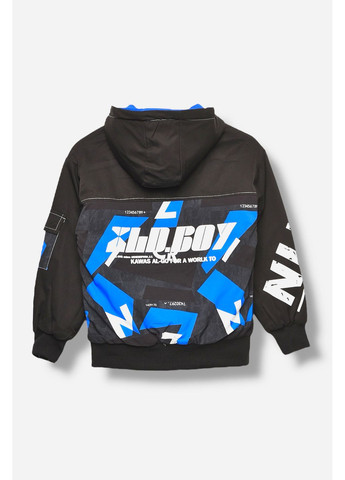 Чорна демісезонна куртка дитяча для хлопчика двостороння чорно-синього кольору Let's Shop