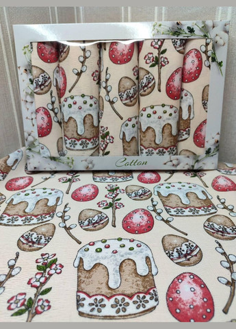 Льняна скатертина 150х220 та рушники 35х70 6шт Великдень (П4К-Al-nabir-lyon-0019-02) No Brand (342097658)